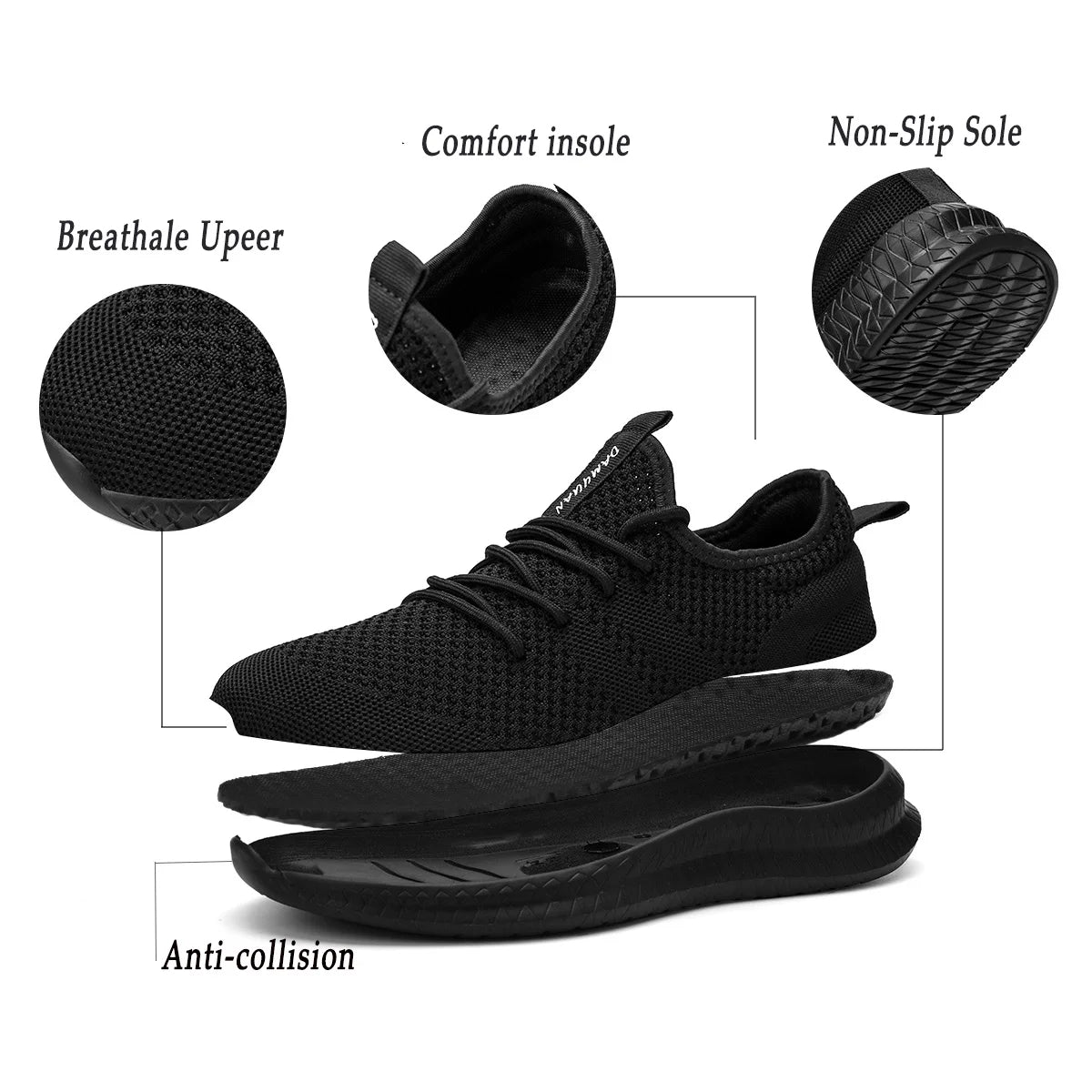 Raxiva-mens mesh breathable walking sneakers