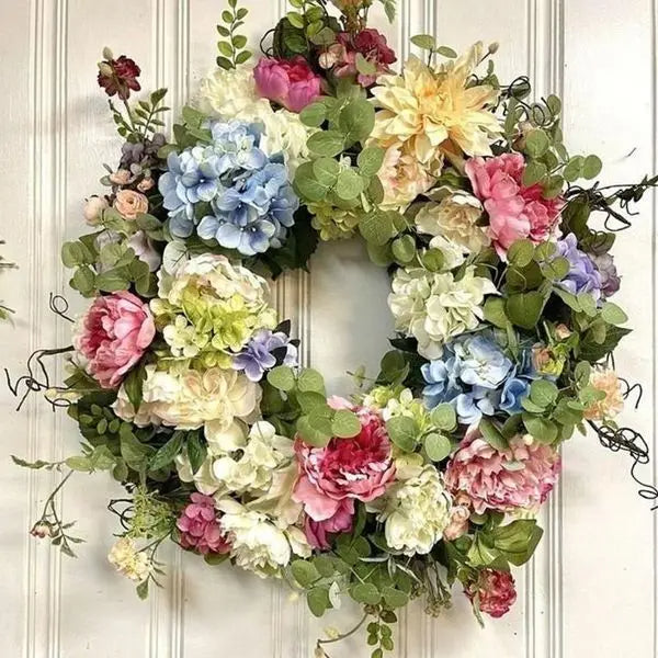 Raxiva-rainbow hydrangea artificial wreath 35cm