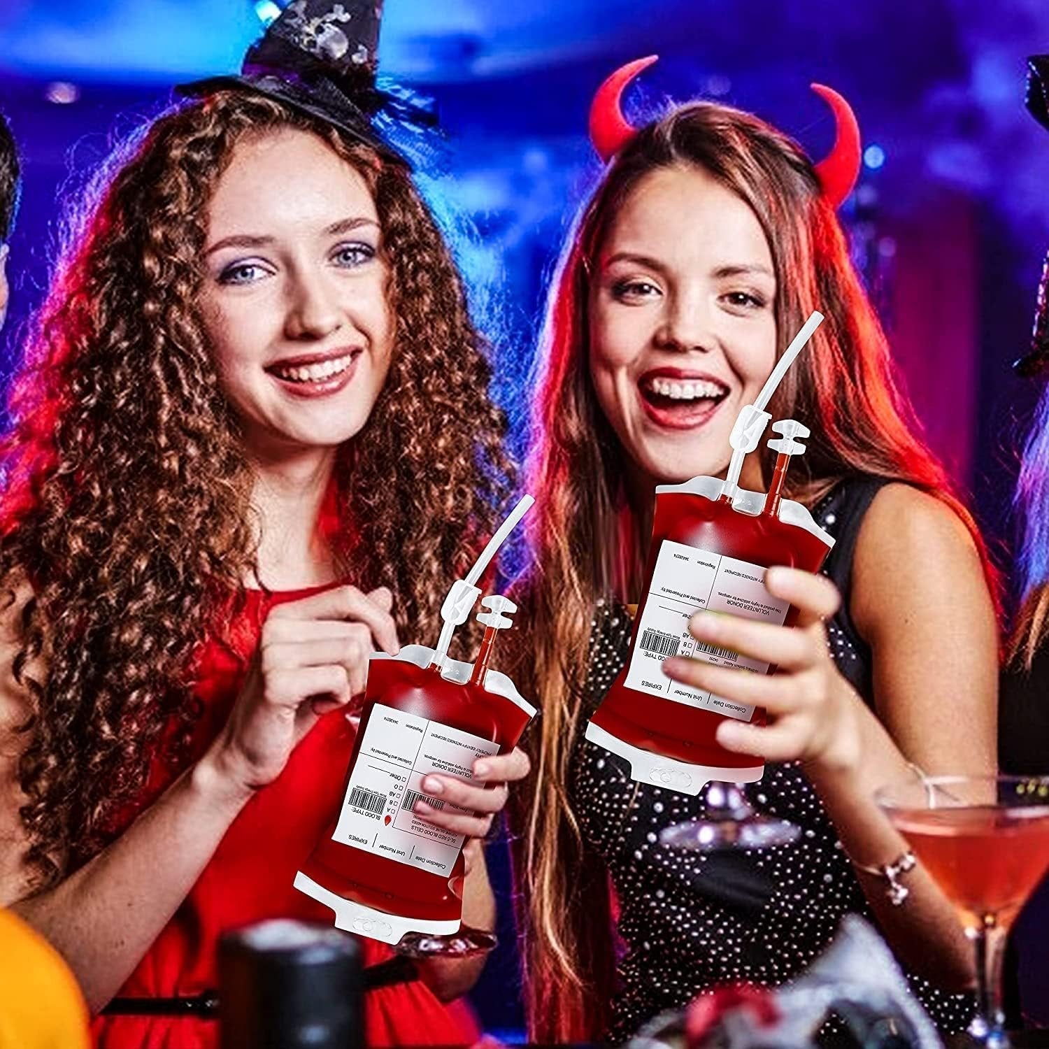 Raxiva-halloween blood bag drink pack reusable cups containers vampire zombie party supplies