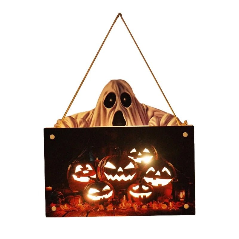 Raxiva-halloween house sign night light wooden door hanging decor