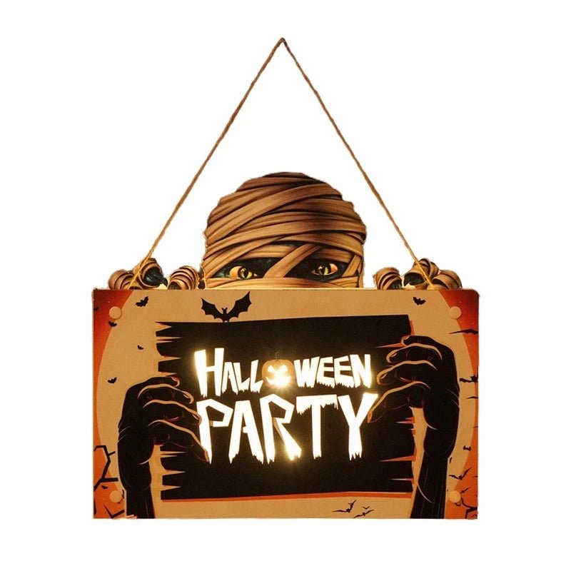 Raxiva-halloween house sign night light wooden door hanging decor