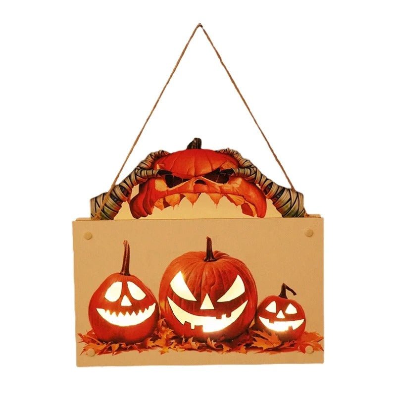 Raxiva-halloween house sign night light wooden door hanging decor