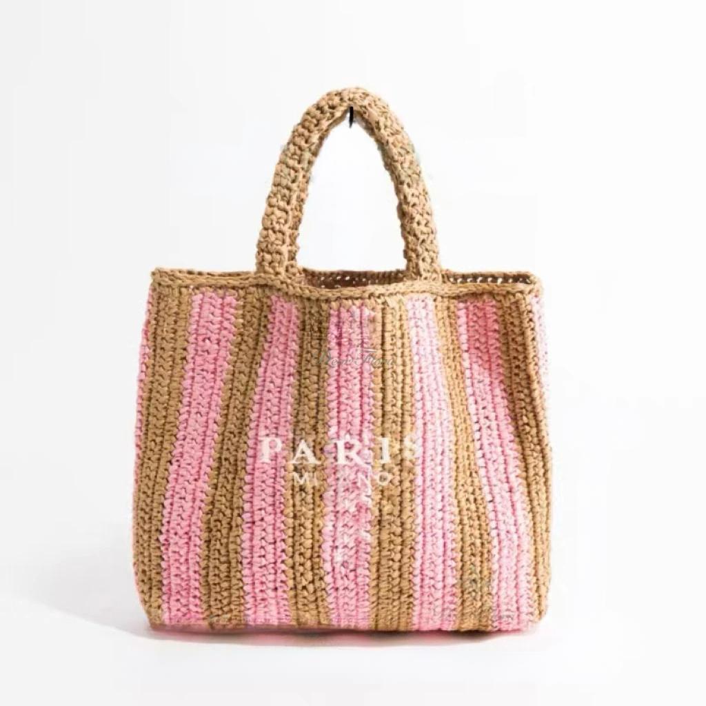 Raxiva-handwoven straw summer shoulder bag women spacious hollow design summer beach vacations