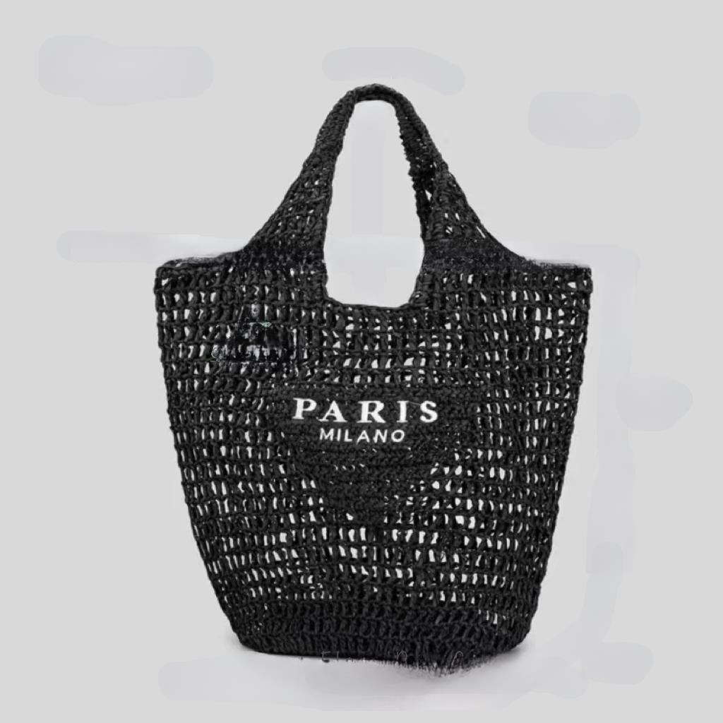 Raxiva-handwoven straw summer shoulder bag women spacious hollow design summer beach vacations