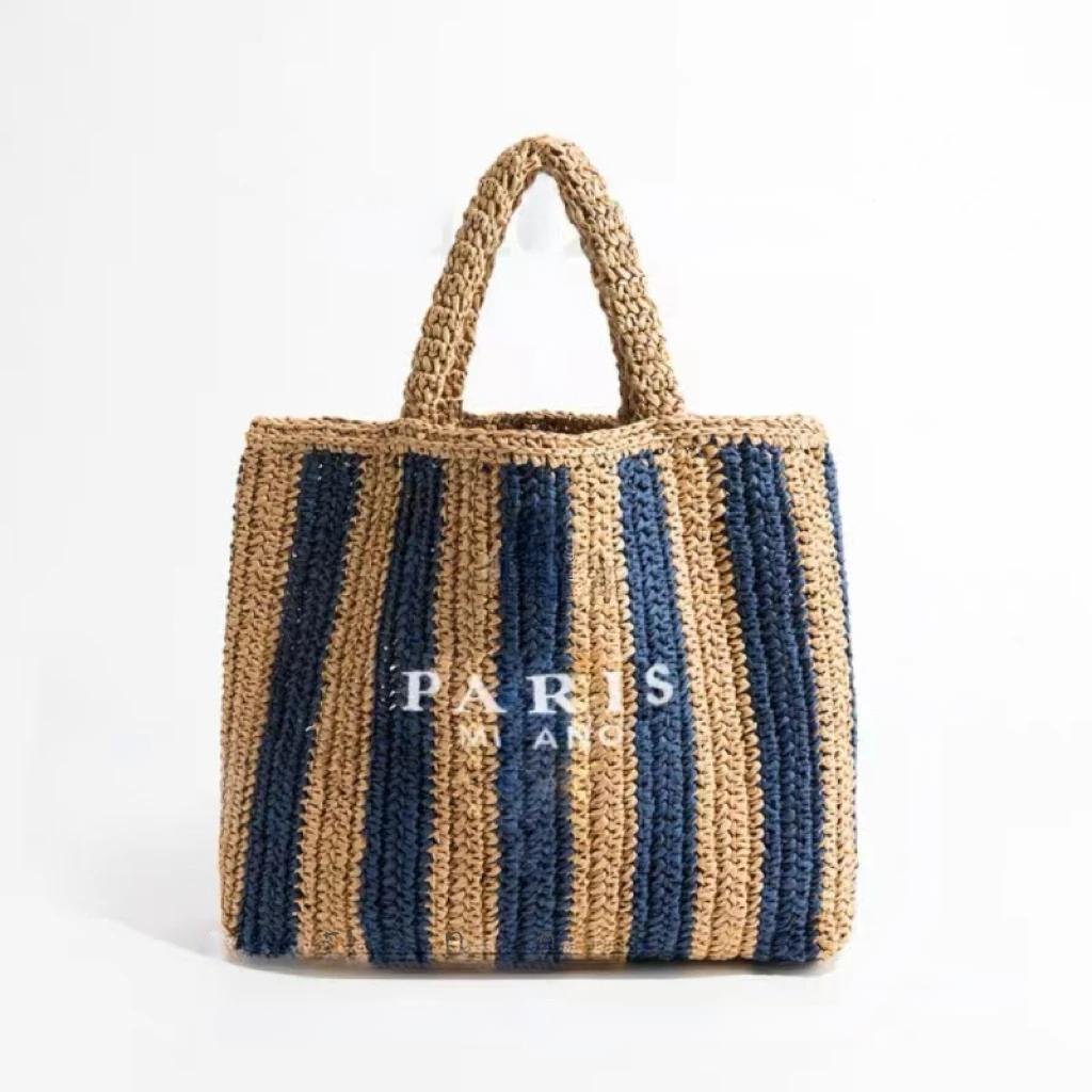Raxiva-handwoven straw summer shoulder bag women spacious hollow design summer beach vacations