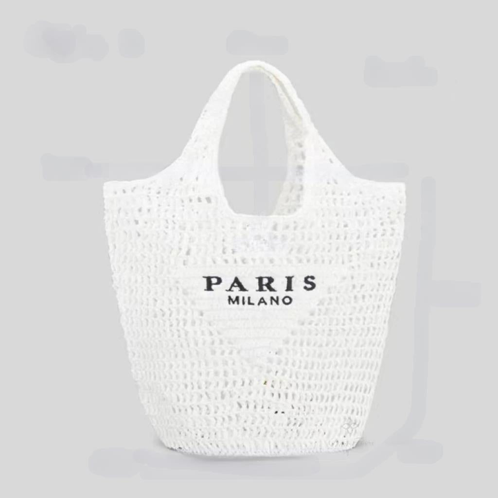 Raxiva-handwoven straw summer shoulder bag women spacious hollow design summer beach vacations