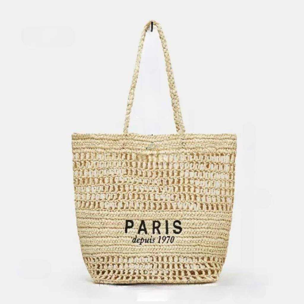 Raxiva-handwoven straw summer shoulder bag women spacious hollow design summer beach vacations