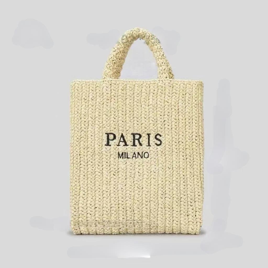 Raxiva-handwoven straw summer shoulder bag women spacious hollow design summer beach vacations