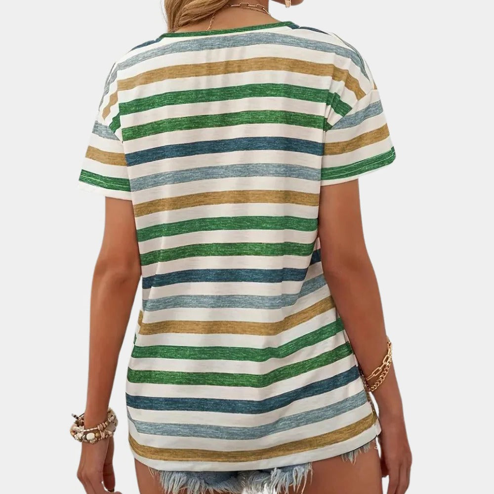 Raxiva-casual striped womens tshirt