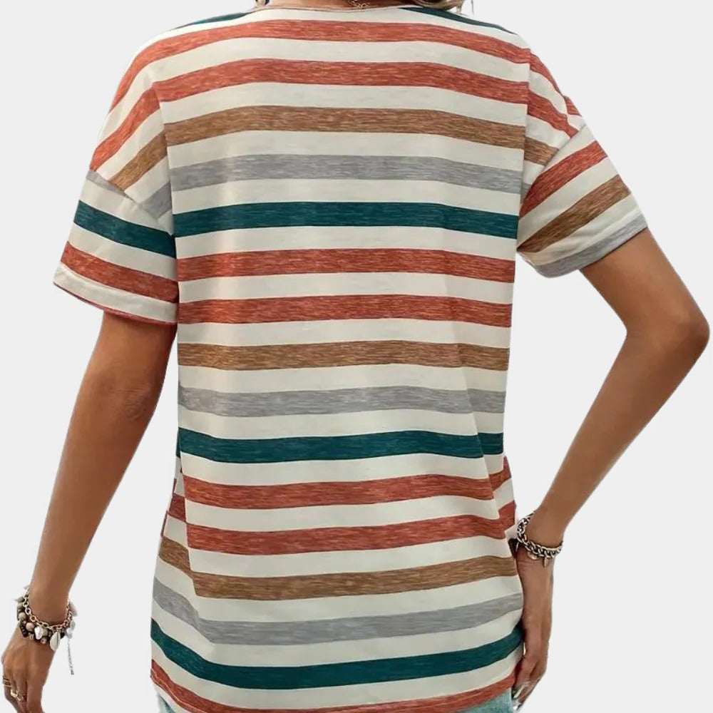 Raxiva-casual striped womens tshirt