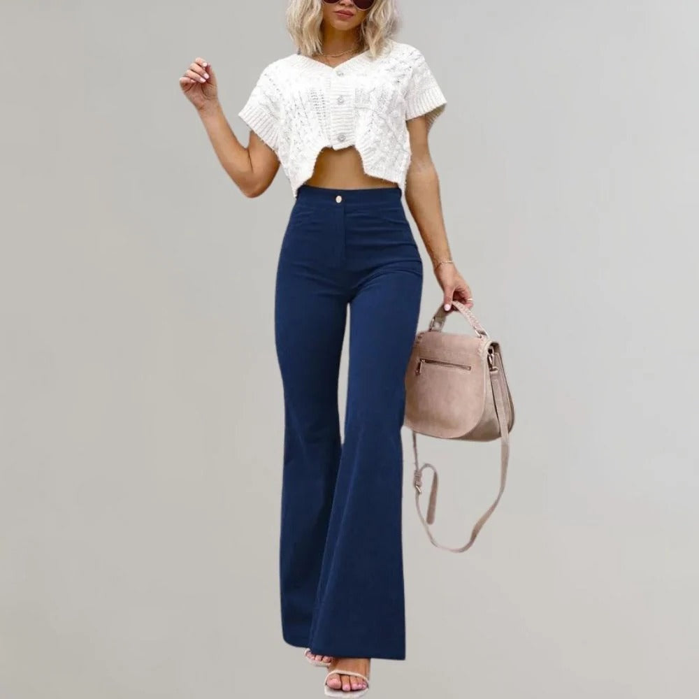 Raxiva-trendy corduroy flared pants