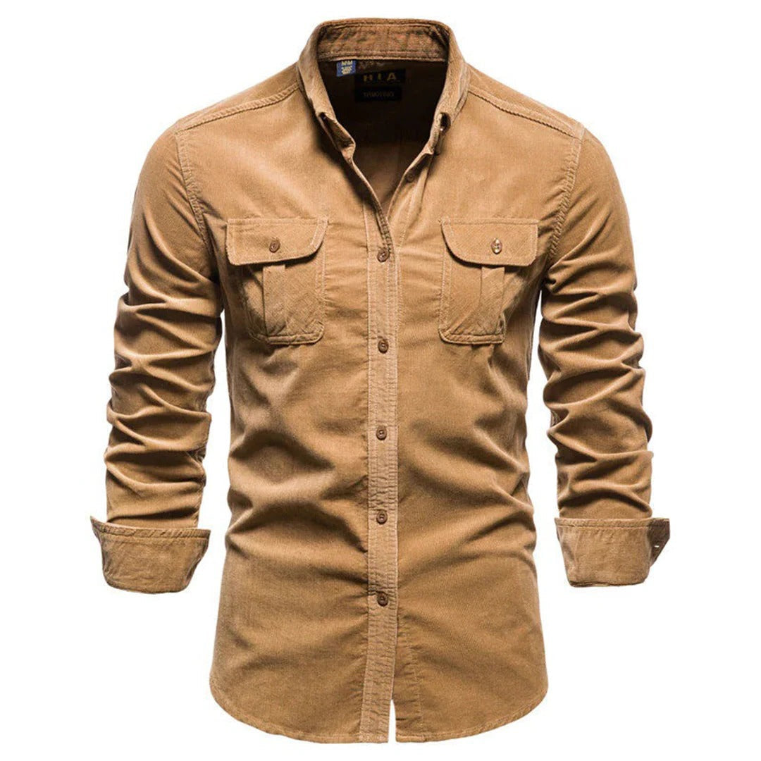 Raxiva-mens corduroy button up shirt
