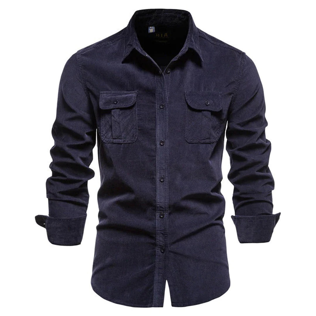 Raxiva-mens corduroy button up shirt