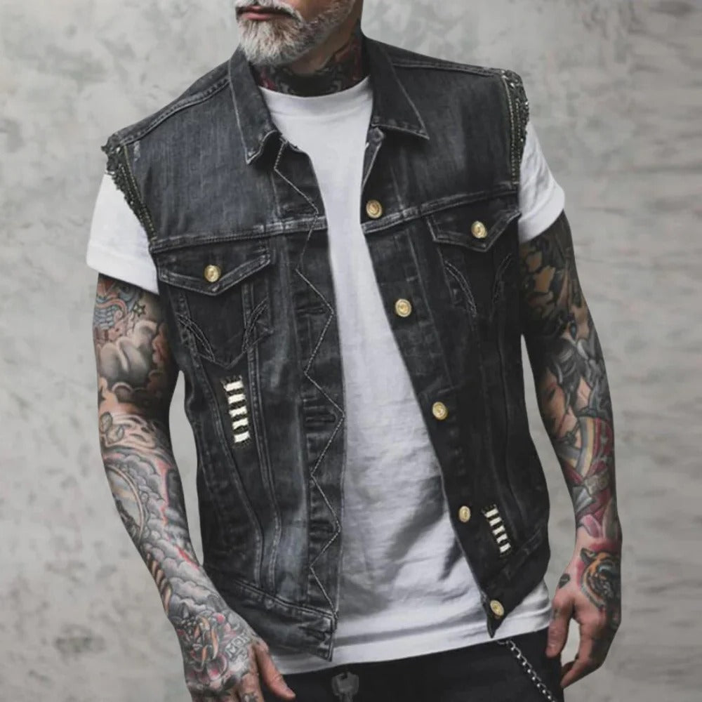 Raxiva-retro denim jacket for men