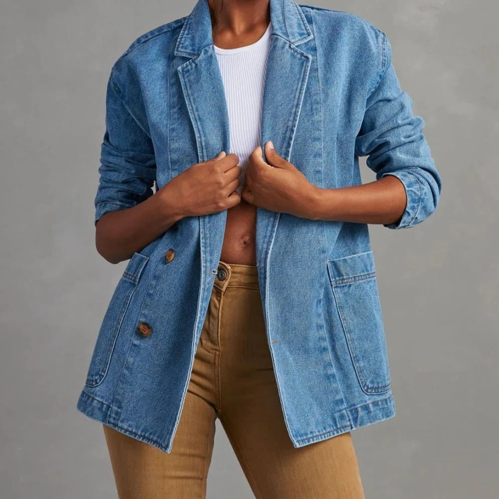Raxiva-casual stylish denim jacket women