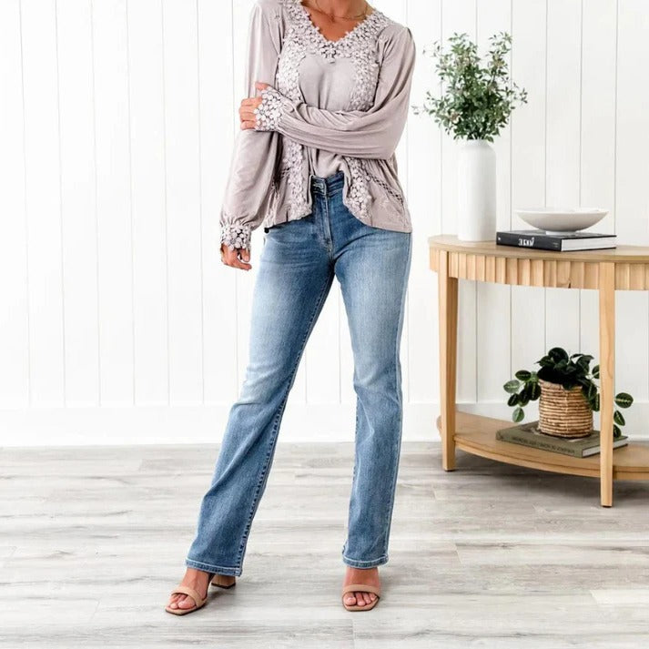 Raxiva-shaping bootcut stretch denim jeans