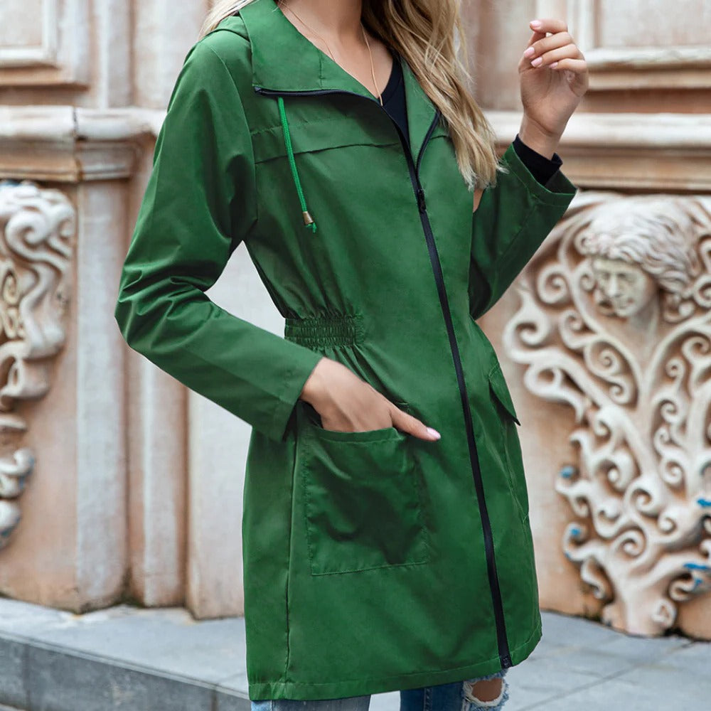 Raxiva-stylish zipper trench coat women