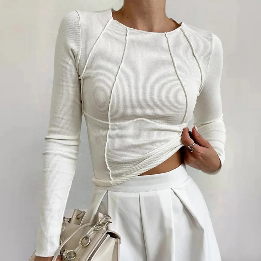 Raxiva-simple long sleeve womens shirt