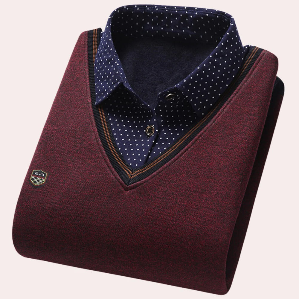 Raxiva-mens collared sweater shirt