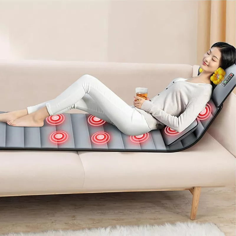 Raxiva-shiatsu massage mat with heat relaxing full body electric pad
