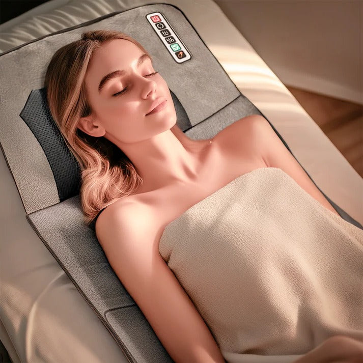 Raxiva-shiatsu massage mat with heat relaxing full body electric pad