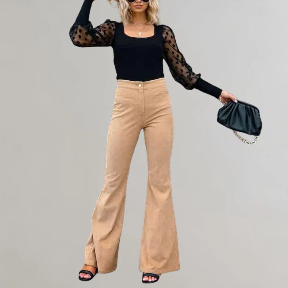Raxiva-trendy corduroy flared pants