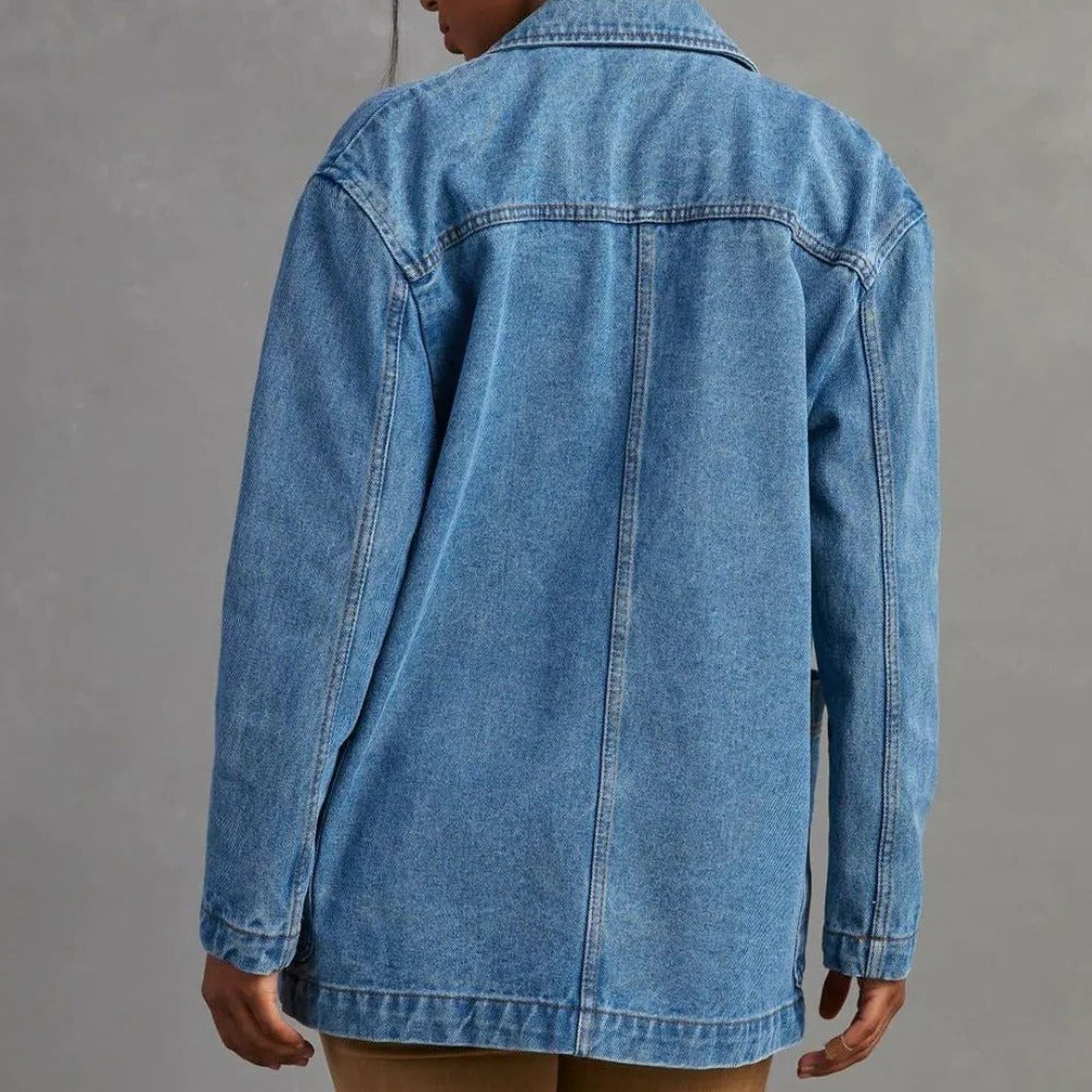 Raxiva-casual stylish denim jacket women