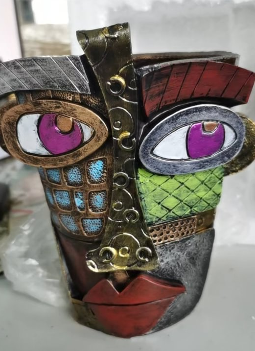 Raxiva-handmade picasso brutalist abstract beautiful face flower pot