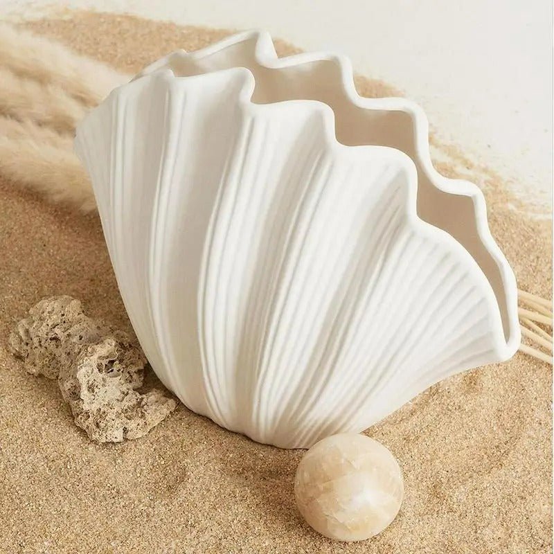 Raxiva-sea shell ceramic vase floral arrangement terrarium room decor accessories