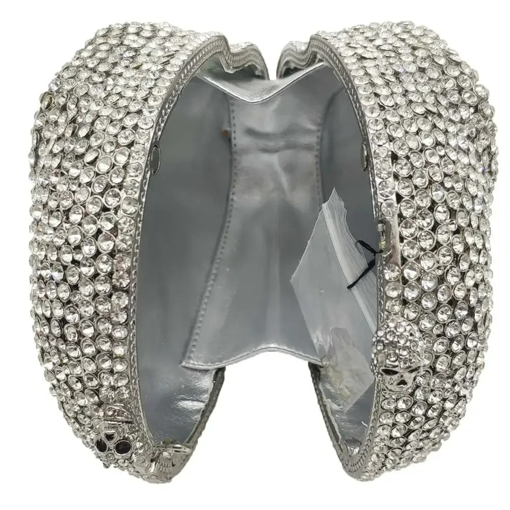 Raxiva-skull head halloween womens crystal party clutch bag